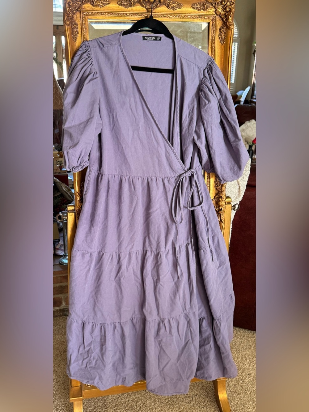 Nasty Gal Lavender Wrap Midi Dress
